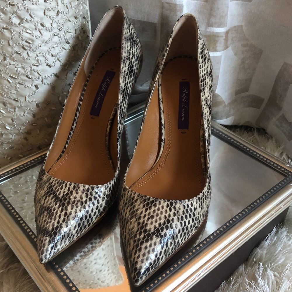 Ralph Lauren Armissa Snakeskin Pumps